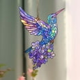thumbnail image 1 of Colorful Hummingbird Flower Sun Catcher Pendant | Decorative Hanging Ornament for Windows Gardens Patios | Intricate Glass Design | 20cm Size | Nature Theme Home Decor Gift, 1 of 7