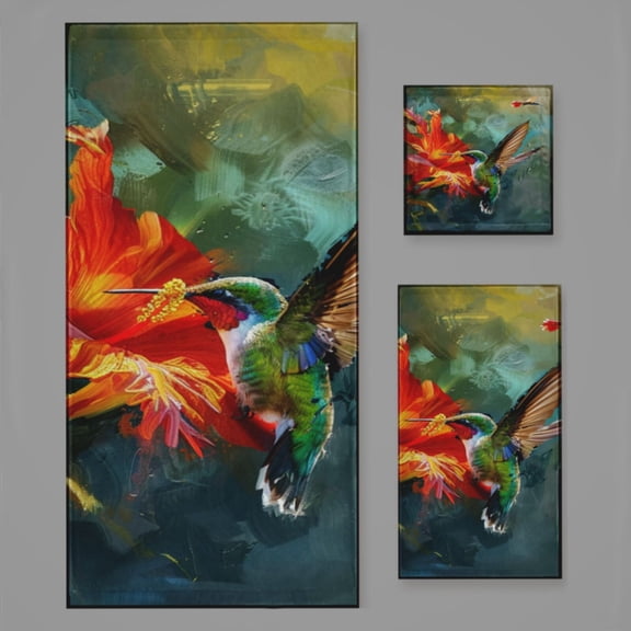 Colorful Hummingbird And Flowers (41) Bath Towel Sets For Bathroom Hand Towels Fingertip Towels 3 Piece Soft Absorbent For Bathroom Kitchen Hotel Beach