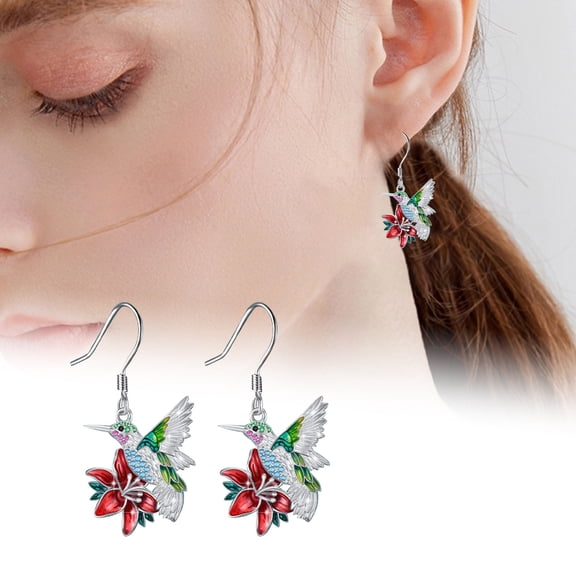Colorful Hummingbird Full Dangle Earrings Funny Animal Earrings 3D Effect Women Earrings Pretty Earrings For Female College Students
