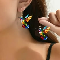 Colorful Hummingbird Stud Earrings for Women Fashion Cute Animal Dangle Earring Statement Jewelry Gifts