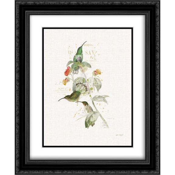 Colorful Hummingbirds III 2x Matted 20x24 Black Ornate Framed Art Print by Pertiet, Katie