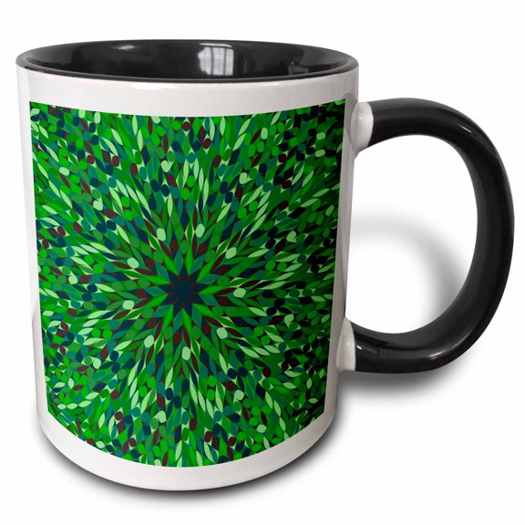 3drose, Colorful Hypnotic Abstract Round Tiled Mosaic Flower Background, 11oz Two-tone Black Mug