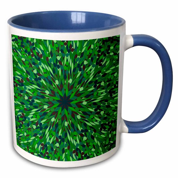 3drose, Colorful Hypnotic Abstract Round Tiled Mosaic Flower Background, 15oz Two-tone Blue Mug