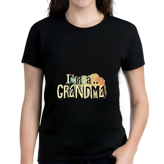 Colorful 'I'm a GRANDMA' Cotton Short Sleeve T-Shirt with Playful Multicolored Design