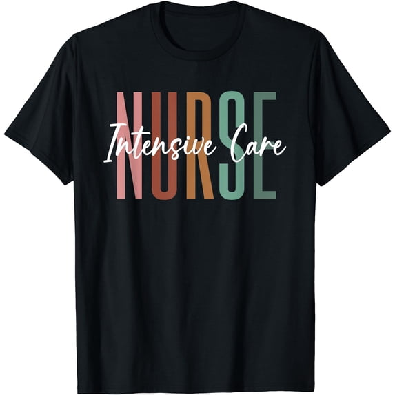 Colorful ICU Nurse T-Shirt for Critical Care Professionals - Bold and Stylish Design