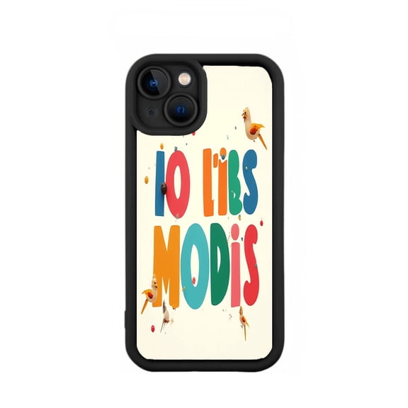Colorful IO LIES MODIS Design iPhone 15 Case - Lightweight Yellowing Resistant with Vibrant Birds Pattern