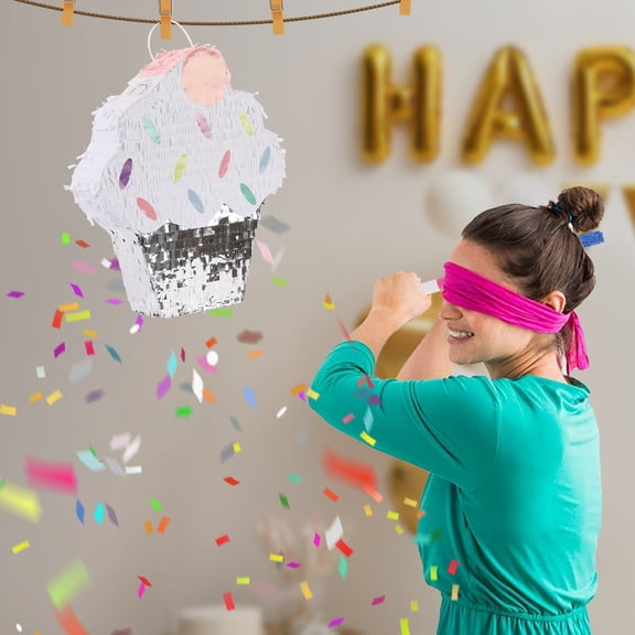 Colorful Ice Cream Cake Pinata for Birthday Parties,Surprise Candy Party Pinata - Fun & Interactive Party Decoration with Stick