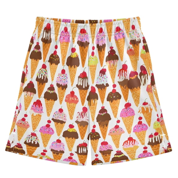 Colorful Ice Cream Cones Athletic Shorts Breathable with Comfort Fit Drawstring Casual Sweatshorts Small
