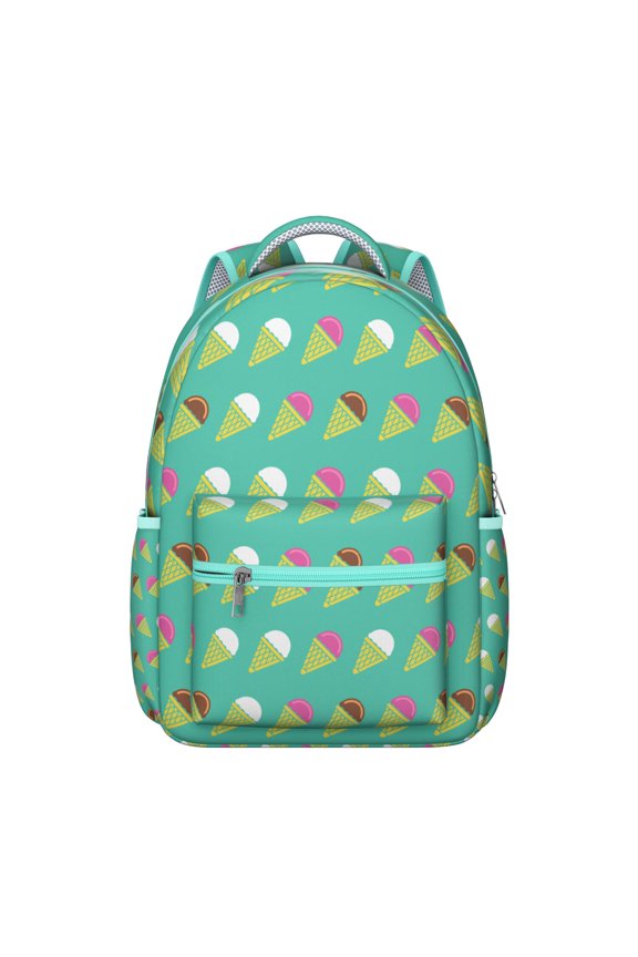 Colorful Ice Cream Design School Backpack - Spacious & Organized with Breathable Mesh Shoulder Straps