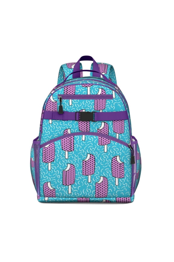 Colorful Ice Cream and Dessert Print Student Backpack Lightweight and Spacious Book Bag Adjustable Straps and Chest Strap for Comfortable Daily Use and Travel