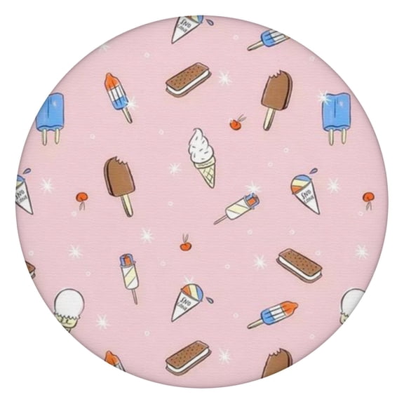 Colorful Ice Cream Dessert Tablecloth Sweet Treats Summer Food Pattern Waterproof Round Table Cover with Elastic Backing