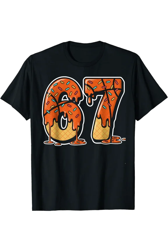 Colorful Ice Cream Drip 67 Graphic T-Shirt for Trendy Fashion Enthusiasts