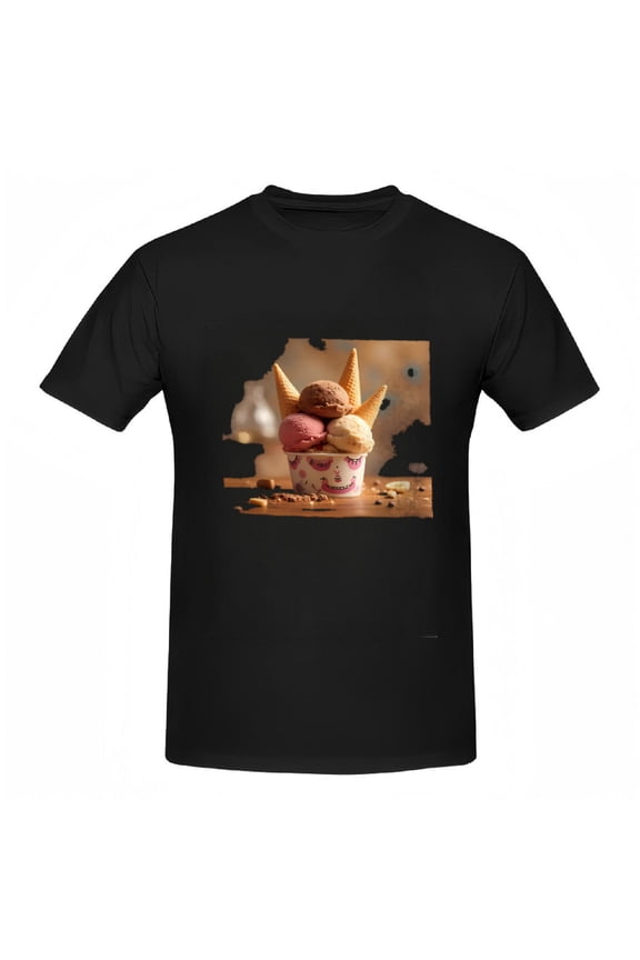 Colorful Ice Cream Graphic Cotton Short Sleeve T-Shirt for Women - Fun Design with Nuts Perfect for Summer