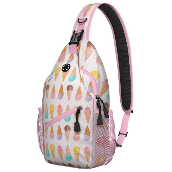 Colorful Ice Cream Pattern Sling Bag - Anti-Theft Crossbody Chest Bag for Hiking, Biking & Travel - Spacious & Organized with Durable Comfortable Design