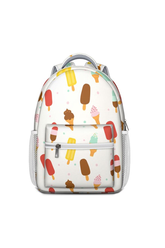 Colorful Ice Cream Pattern Waterproof School Backpack with Ergonomic Spinal Support for Teens & College Students