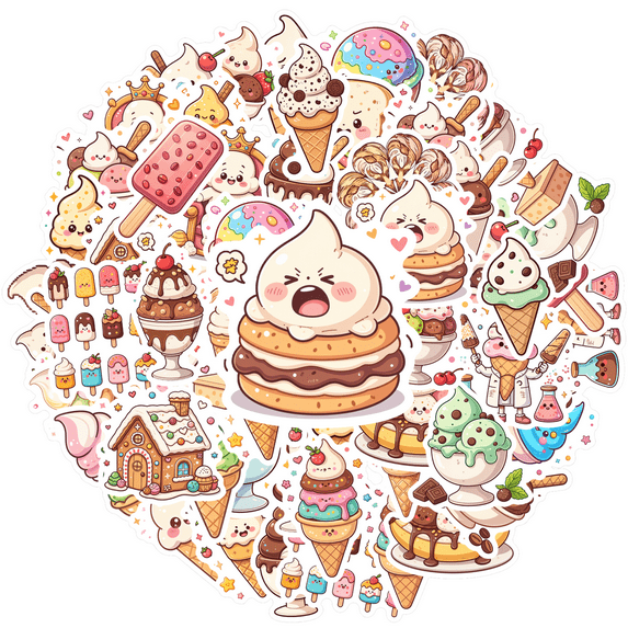 Colorful Ice Cream Stickers Cute Dessert Stickers for Suitcase Fridge Phone