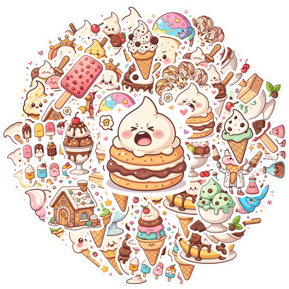 Colorful Ice Cream Stickers Cute Dessert Stickers for Suitcase Fridge Phone