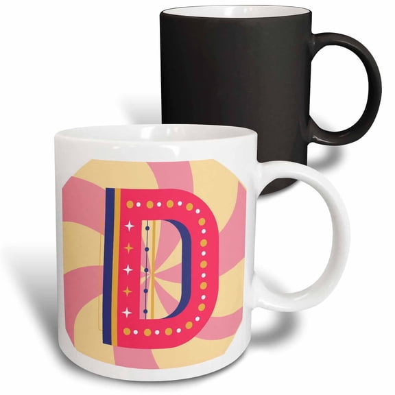 3drose, Colorful Image of Letter D, 11oz Magic Transforming Mug