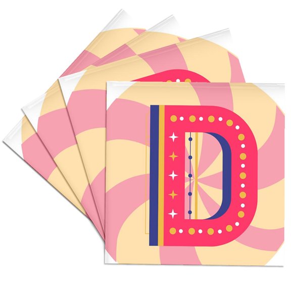3drose, Colorful Image of Letter D, Set of 4 Ceramic Tile Coasters