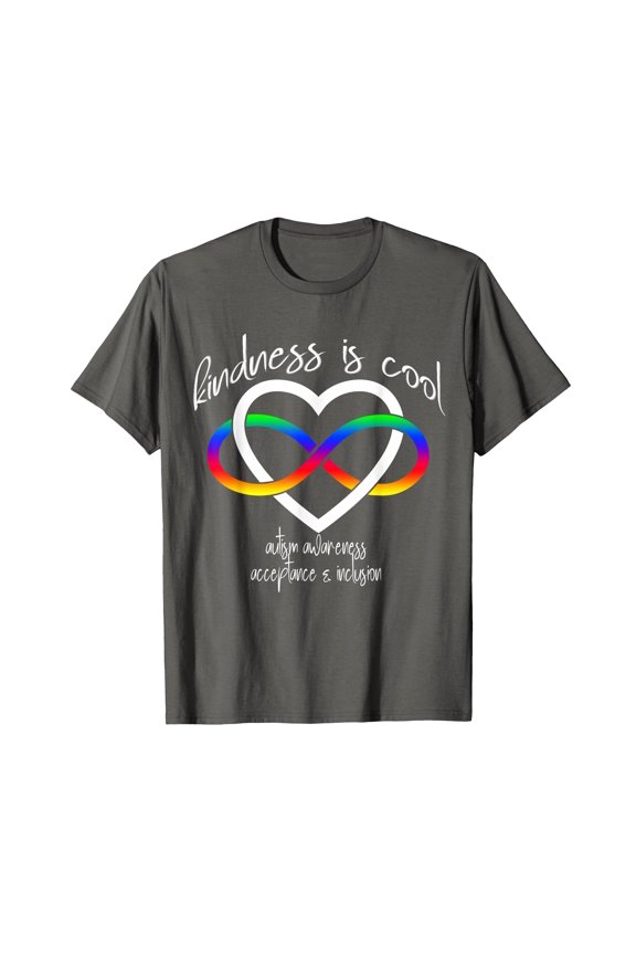 Colorful Infinity Heart Rainbow T-Shirt - Autism Kindness is Cool Design - Comfort Colors