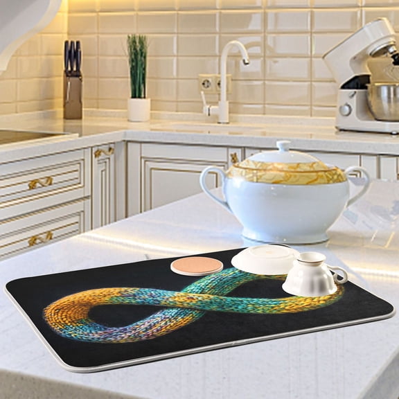 Colorful Infinity Symbol Dish Drying Mats for Kitchen Counter Absorbent Microfiber Coffee Pad