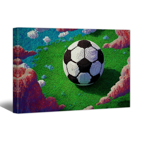 Colorful Ink Soccer Canvas Wall Art for Living Room, Watercolor Banksy Football Picture Prints, Abstract Graffiti Street Paintings Gifts for Home Office Decor