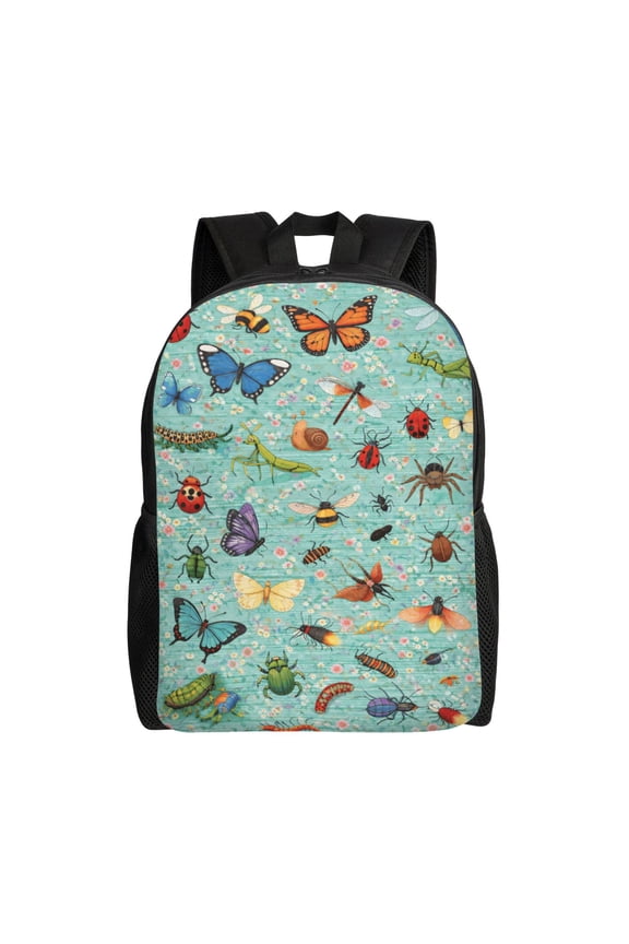 Colorful Insect Garden Backpack Large Capacity Laptop Bag for Men and Women
