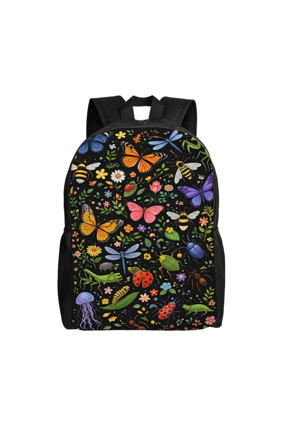 Colorful Insect Garden Backpack Large Capacity Laptop Bag for Men and Women