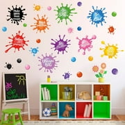 Colorful Inspirational Quotes Wall Decals Watercolor Paint Wall Decals Ink Splatter Splotches Wall Stickers Motivational Lettering Positive Sayings Stickers for Kids Classroom Nursery Playroom School