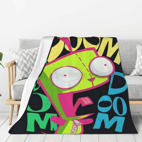 Colorful Invader Zim Thick Blanket Cozy Soft Fuzzy Anti-pilling Flannel Throw Blanket Warm Sofa Bed Blanket 80"x60" For Adult Teen Kids