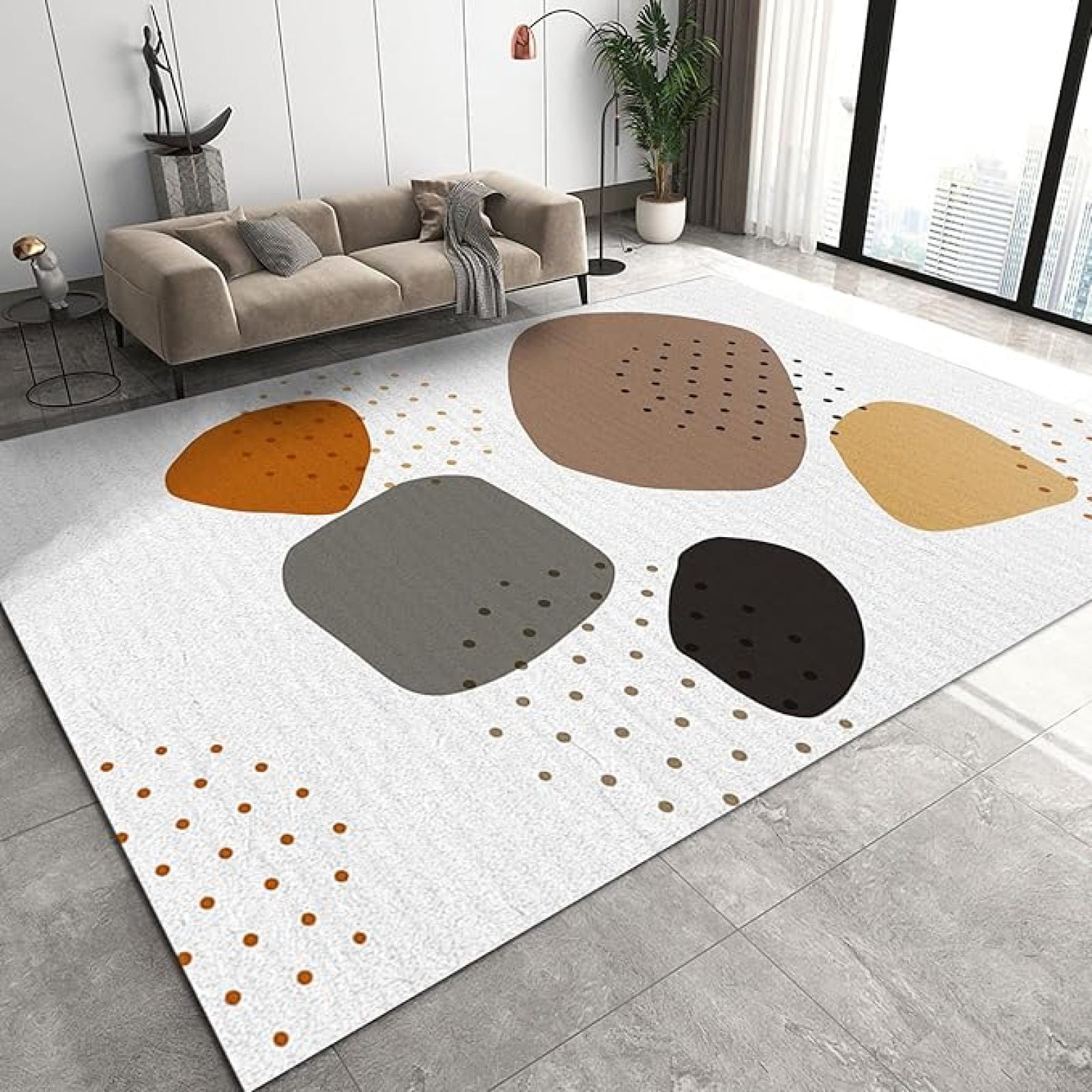 Easy Clean Rug Colorful Irregular Geometry Area Rugs, Color Dot Art Easy Clean Rug ...