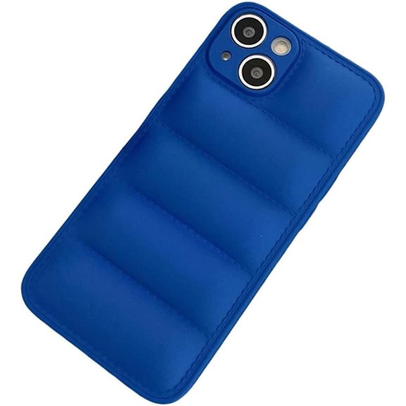Colorful Down Jacket Pattern Silicon Phone case for iPhone 16 15 14 13 12 11 Pro Max Plus Full Camera Shockproof Soft Back Cover,Blue,for iPhone 15 Pro Max