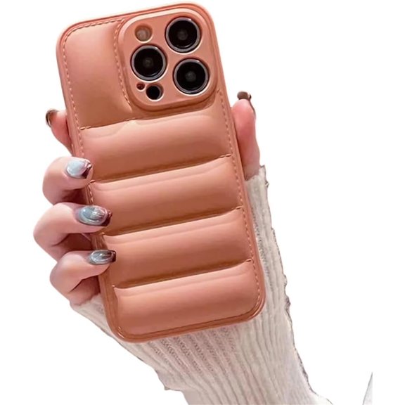 Colorful Down Jacket Pattern Silicon Phone case for iPhone 16 15 14 13 12 11 Pro Max Plus Full Camera Shockproof Soft Back Cover,Pink,for iPhone 15 Plus