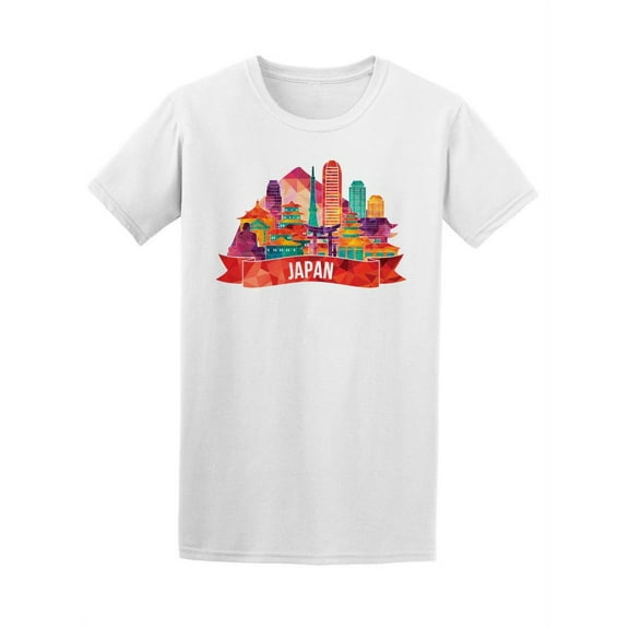 Colorful Japan Skyline T-Shirt Men -Image by Shutterstock, Male 4X-Large