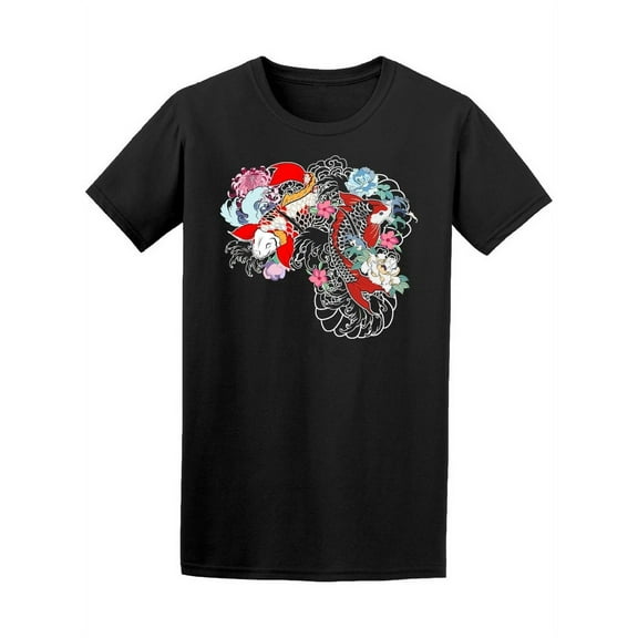 Colorful Japanese Koi Design T-Shirt Men -Image by Shutterstock, Male x-Large