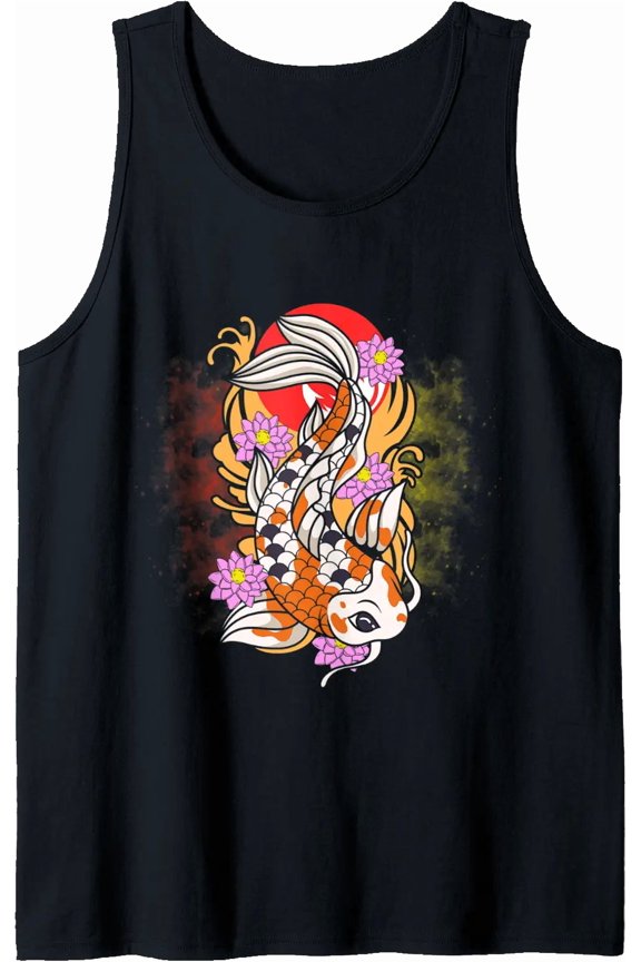 Colorful Japanese Koi Fish Tank Top Size S-3XL