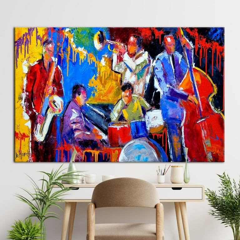 Colorful Jazz Artwork, Oil Painting Print, Music Wall Art