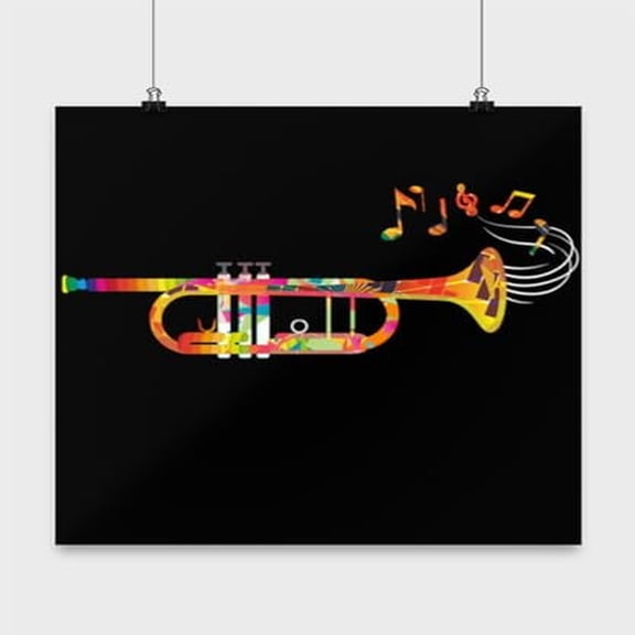 Colorful Jazz Trumpet Art - Musician Decor - 13x13 Poster Print - Home Office