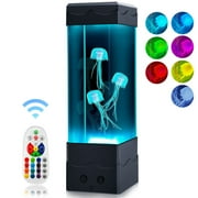 Colorful Jellyfish Lava Lamp, LED Night Lights with 3 Fish,Office Room Desktop Decoration, Gifts for Christmas Birthdays Holidays, Gifts for Adults Kids