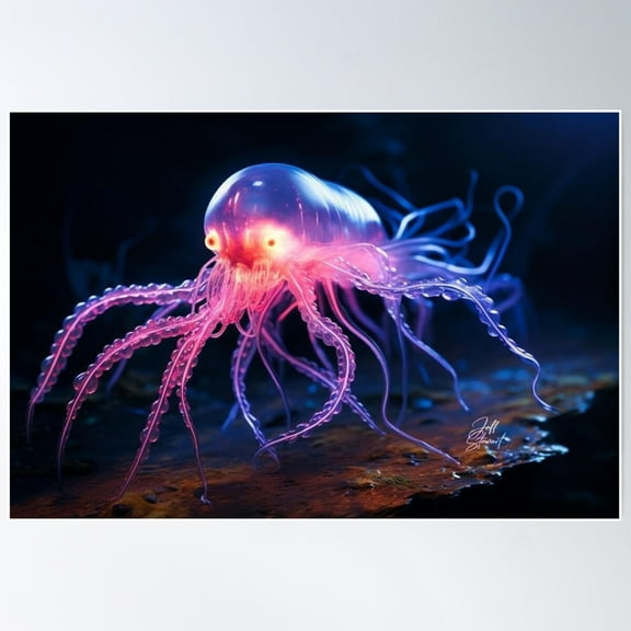 Colorful Jellyfish Poster Wall Art, Modern Wall Decor For Living Room Bedroom, 8x12 UNFRAMED