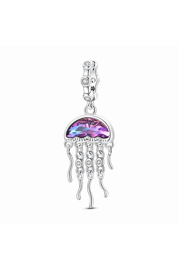 Colorful Jellyfish Silver Plated Charm