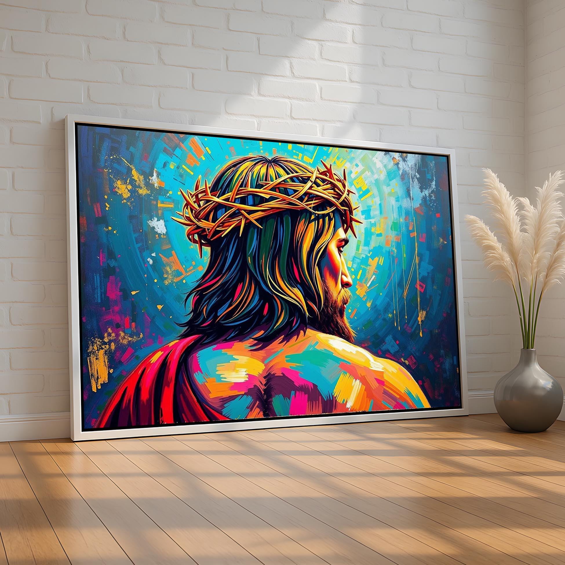 Colorful Jesus Wall Art | Crown Of Thorns Abstract Print | Vibrant ...