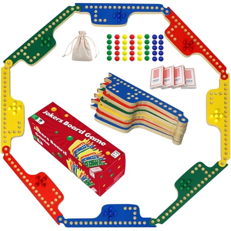 Colorful Jokers and Marbles Board Game Pegs and Jokers Card Game for 2-8 Players Included 8 Boards 8 Colored 40 Marbles 4 Decks of Cards