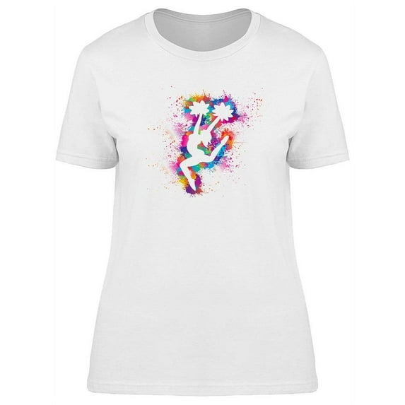 Colorful Jumping Cheerleader T-Shirt Women -Image by Shutterstock, Female XX-Large