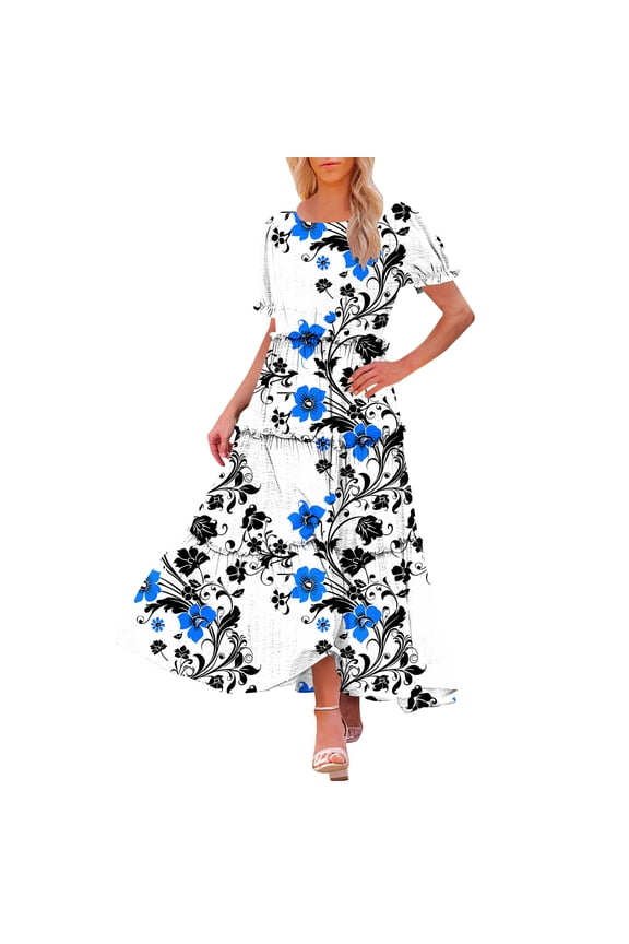 Colorful Juniors Happy Gift Easter Egg Casual Short Sleeve Dresses for Women Crewneck Lace Spandex Midi Fall Summer Dresses 2026 Clothes XL