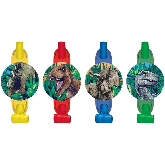 Colorful Jurassic World Into the Wild Blowouts - 5", Pack of 8 - Fun & Vibrant Party Favors, Perfect for Kids' Birthdays, Celebrations, and Themed Events