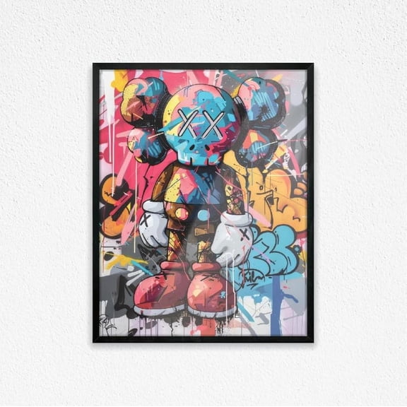 Colorful KAWS Graffiti Street Canvas Wall Art Print Portrait Art Modern Art Wall Art Wall Dcor for Living Room Bedroom Home Office Gifting 8x10 inch Unframed