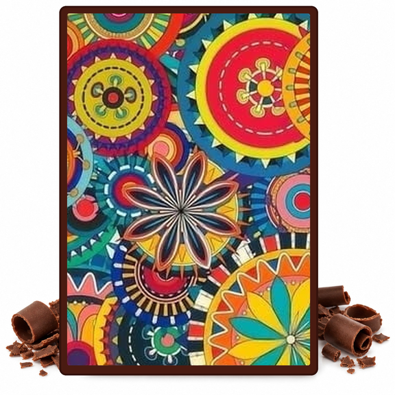 Colorful Kaleidoscope Circular Pattern Edible Chocolate Transfer Sheet, by TNCT. (1 Count)