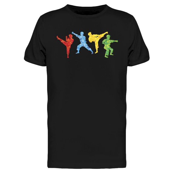 Colorful Karate Fighters Design T-Shirt Men -Image by Shutterstock, Male 3X-Large