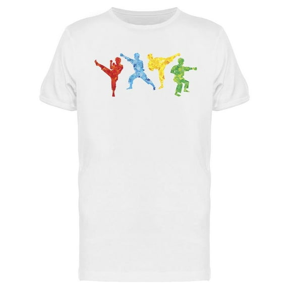Colorful Karate Fighters Design T-Shirt Men -Image by Shutterstock, Male XX-Large